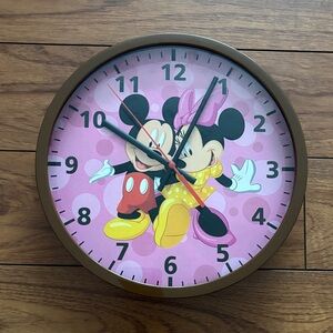 Disney Mickey & Minnie Pink and Yellow Wall Clock